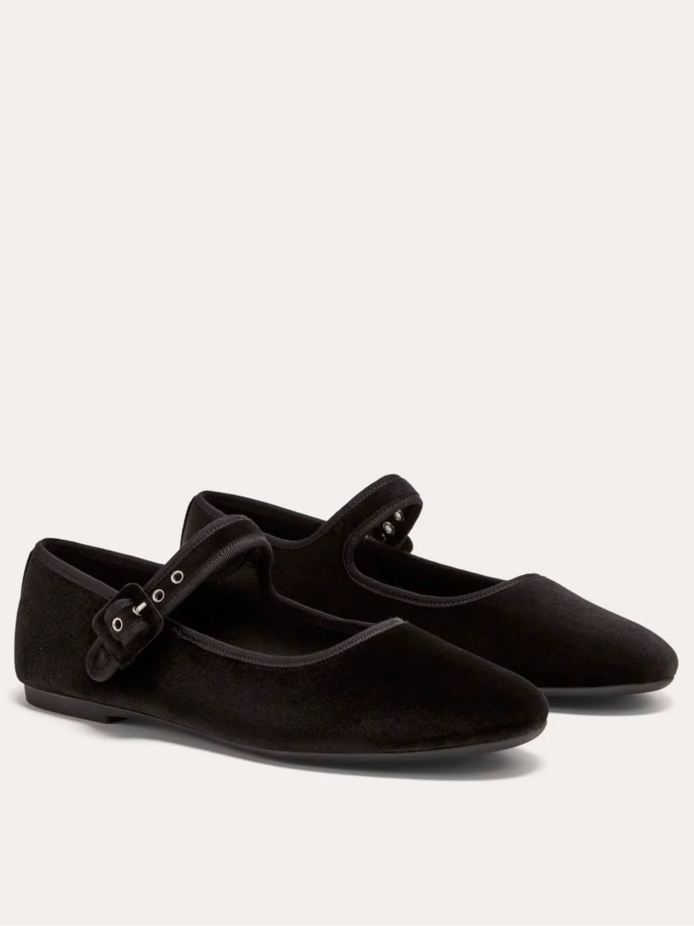 Everlane The Day Buckle Mary Jane Black Velvet Flats Shoes Size 8 NIB Classic